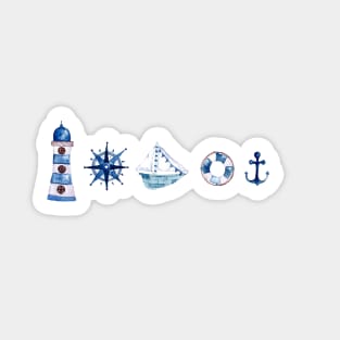 Watercolor Nautical Beach Pattern Sticker